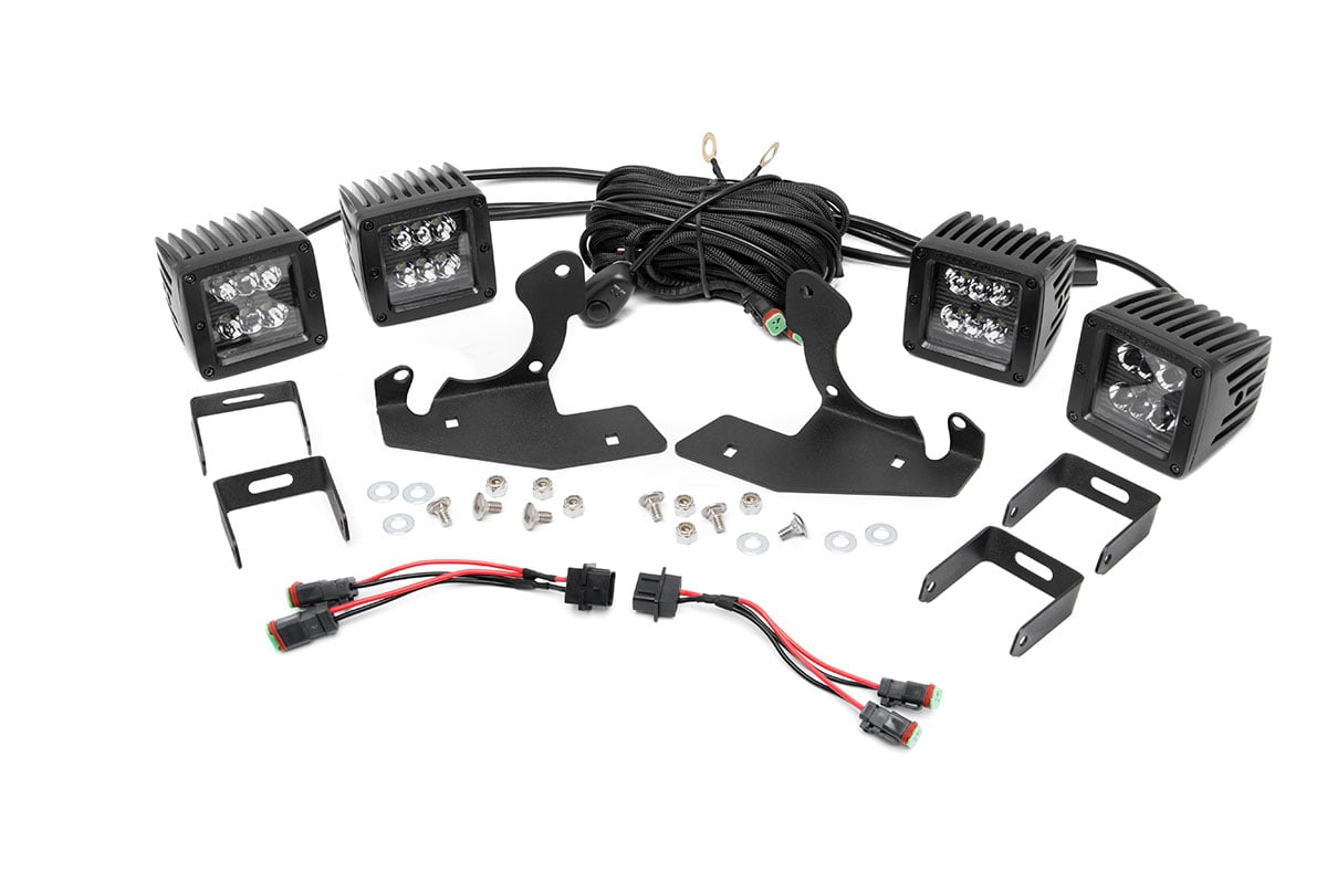 Chevrolet Silverado 3500 HD LED Light Kit - Fog Mount - Rough Country - Dual 2-inch - Black - '11-'14